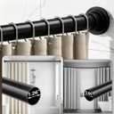 No-Twist Shower Curtain Rod by EZFurni, 4282 Inch Heavy Duty Tension Rod with Lock-In Stability, No Drill, Spring-Loaded Non-Slip Secure Hold for Bathroom, Window, Closet, 1.26" Diameter, Black