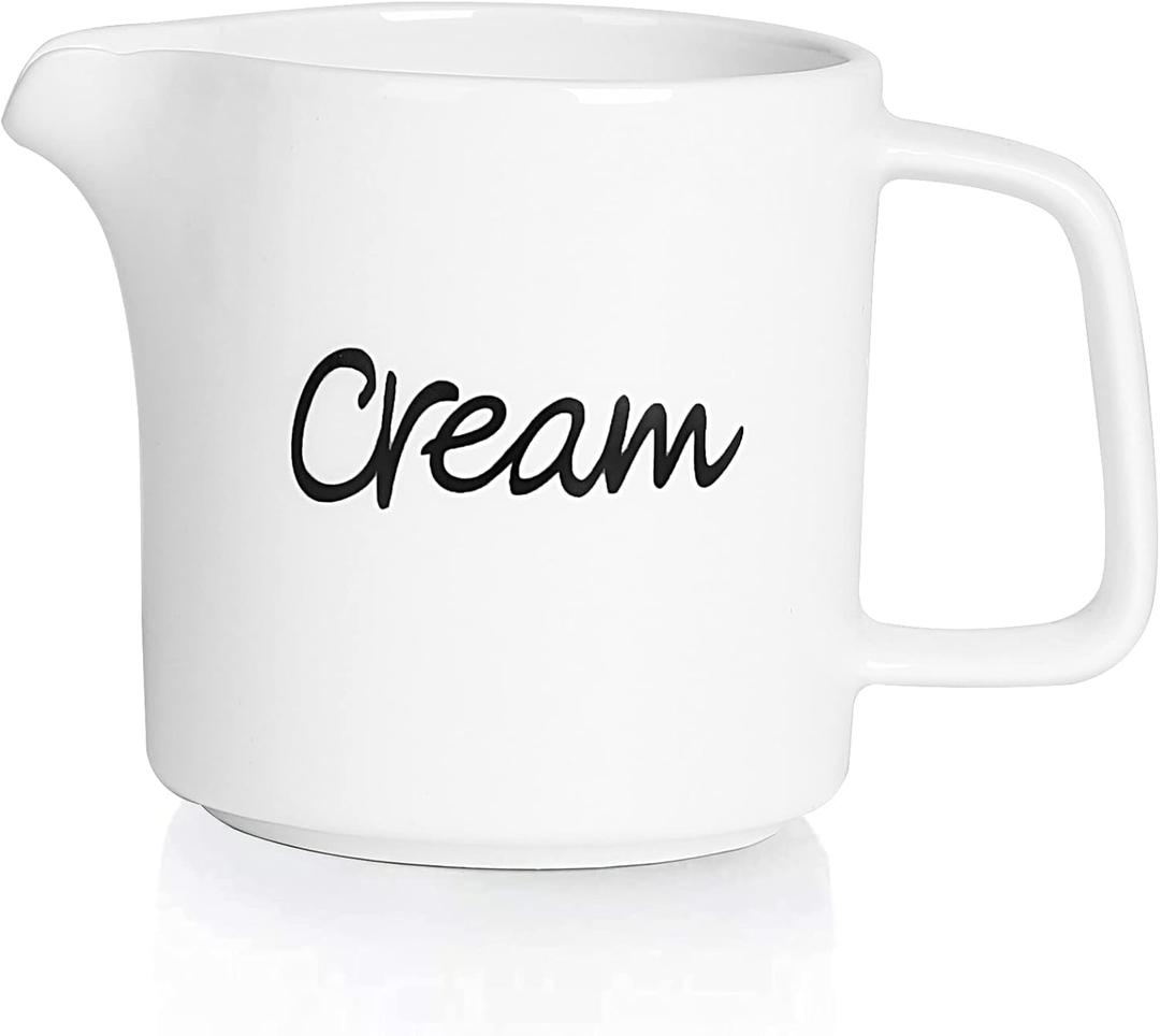 ONTUBE Ceramics Creamer, Porcelain Milk Creamer Pitcher 12OZ (White)