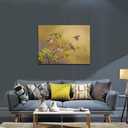 Sense&Sensitivity Arts-Bird Wall Art Sparrow Pictures Wall Decor Farmhouse Yellow Bird pictures Traditional chinese painting Canvas print for Living Room Kitchen Bedroom Bathroom Office and Hallway Wall Decor 32 x 24 Inch
