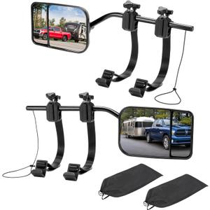 Universal Clip on Towing Mirrors Extensions for Towing, 360 Degree Adjustable Rotation Side Mirror Extenders for Towing, Convex Rearview Mirror, Tow Mirrors for Car Truck Trailer RV SUV, 2 Pack, Large