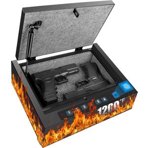 Upgraded Fireproof Biometric Gun Safe for Pistols, Heavy Duty Fingerprint Handgun Safety Device, Hand Gun Safe Firearm Lock Box for Home Bedside Nightstand
