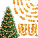 8ft Christmas Dried Orange Slices Garland Wooden Bead Christmas Tree Garland Orange Xmas Ornament Rustic Bead Farmhouse Craft Gifts for Xmas Fireplace Wall Window Decor