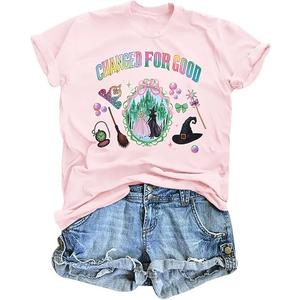 BANGELY Musical Shirt Women Witch T Shirt Changed for Good Tee Musical Movie Graphic Shirt Magical Kingdom Short Sleeve Tops Pink XL