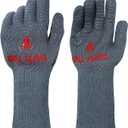 QUWIN BBQ Gloves, Oven Gloves 1472 Extreme Heat Resistant, Grilling Gloves Silicone Non-Slip Oven Mitts, Kitchen Gloves for BBQ, Grilling, Cooking, Baking-1 Pair (Grey, One Size(Long Cuff)) (Gray)