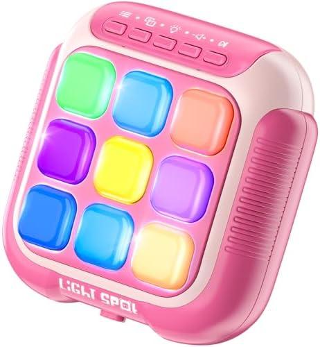 Hydrathy Tic Tac Toe Electronic Handheld Puzzle Game Console Fidget Toys w/ 7 Game Modes, Portable Fast and Fun Car Travel Press Games for Kids and Adults, Ideal Xmas Birthday Gifts for Ages 3+ (Pink) Pack of 2