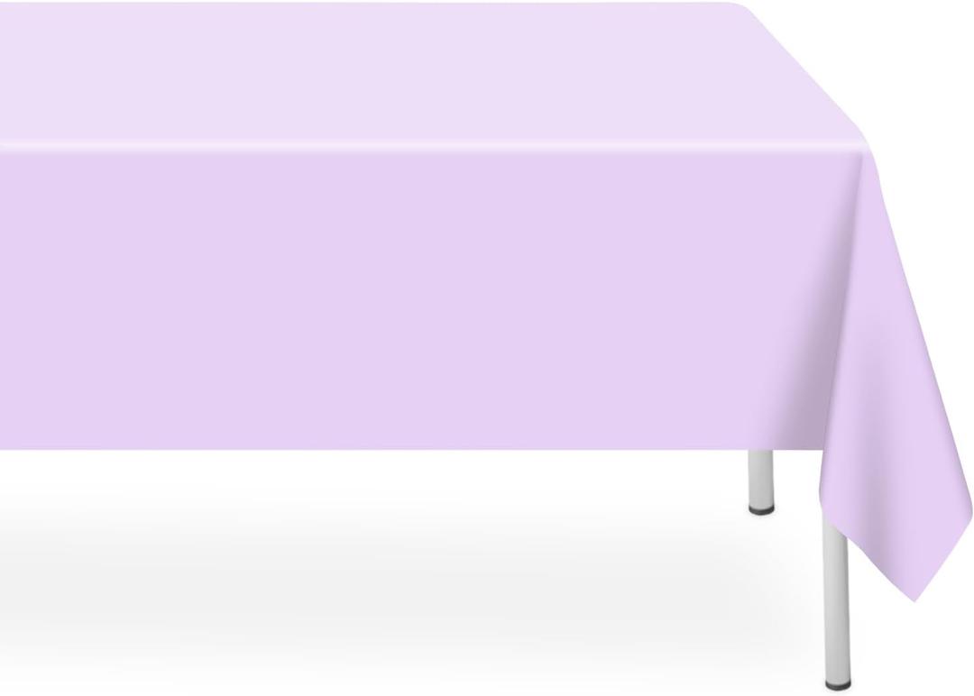 6 Pack Disposable Light Purple Tablecloth, Rectangular Lavender Plastic Table Cloths for Parties Disposable, 54x108 in Waterproof Tablecloth for Birthday Party Baby Shower Picnic Valentines