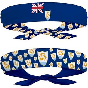 EVERYTHING CROPOVER Anguilla Flag Headband for Carnival, Fitness | Mens Womens Tieback Bandana Sweatband Thigh Leg Garter, Pack of 1