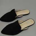 MUSSHOE Women Pointed Toe Mules Flats - Slip on Backless Loafers - Comfortable Work Slide Shoes for Professional Woman Aged 25-40 Casual Classic Dressy (Black Suede) -size 9