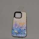 LETO for iPhone 16 Pro Wallet Case - Flip Folio Leather Kickstand - Fashionable Flower Designs - Credit Card Holder - Protective Phone Cover for Women and Girls - 6.3" - White Flowers Blue Purple