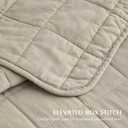 100% Cotton Box Stitch Quilt Set, Queen Size, Pebble Khaki, Full/Queen