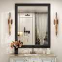 SMIROR Matte Black Bathroom Mirror for Over Sink 36x 30 inch, Metal Thick Frame Rectangle Vanity Mirror for Wall, Anti-Rust, Horizontally or Vertically Mounted