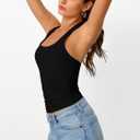Trendy Queen Halter Tops for Women 2026 Summer Going Out Tops Backless Crop Sleeveless Workout Shirts Cute Y2k Clothes (Black, XS)