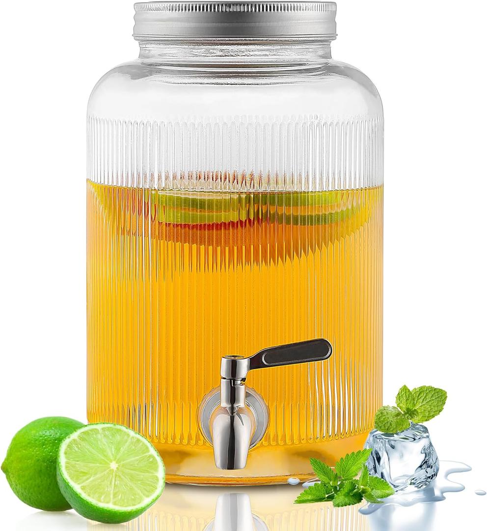 Evanda Drink Dispenser For Parties, 1 Gallon Beverage Dispenser for Various Parties and Social Events with Leak-Proof Stainless Steel Faucets, Spigot