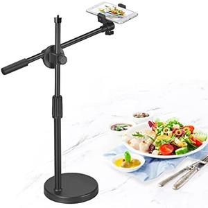 Overhead Phone Mount Live Streaming Phone Desktop Stand,Adjustable Height and Angle with Stable Round Base,Perfect for Product Live Streaming Shop(36-52CM)