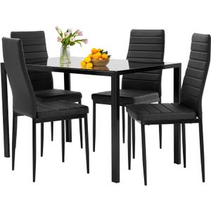 FDW Dining Room Chairs Set for Small Spaces Kitchen Chairs for 4 [Home Furniture Rectangular Modern (Black), 20 x 16x 38 inches