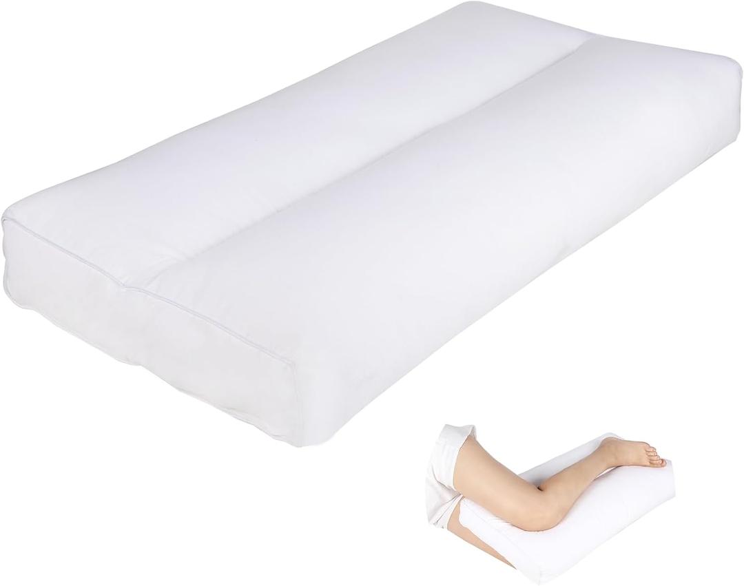 MINUPWELL Knee Pillow for Side Sleepers - Between Leg & Under Knee Pillow for Back Sleepers - Leg Pillow with 850G 7D Alternative for Relieving Leg, Back, and Knee Pain - 100% Cotton Fabric - White (3 inch)