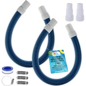 U.S. Pool Supply 1.5" Heavy-Duty Above Ground Pool Hose Replacement Kit - 2 Durable 3 Foot Hoses, 2 Connection Adapters, 4 Clamps - Compatible with Intex Pool Filter Pumps