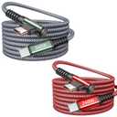 AINOPE 240W USB C to USB C Cable Fast Charging 6FT,Right Angle Fast Type C Charging Cable Fits iPhone 16 Pro Max Plus,iPhone 15,MacBook Air/Pro,iPad Pro,Samsung,Pixel,All Devices, Grey,Red 2Pack
