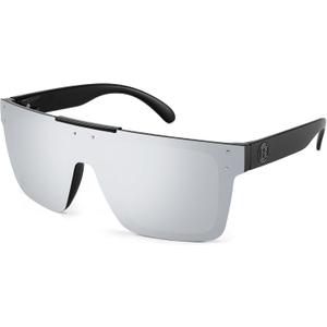 FEISEDY Men Sunglasses Polarized Oversized Square Flat Top Cycling Running Fishing Golf Hiking Sports B2990 (Polarized Silver Mirrored Lenses With Black Temples 002)