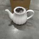 Sweejar Royal Teapot, Ceramic Tea Pot with Removable Stainless Steel Infuser, Blooming & Loose Leaf Teapot - 28 Ounce(White)