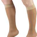 Truform Sheer Compression Stockings, 15-20 mmHg, Women's Knee High Length, 20 Denier, Beige, X-Large