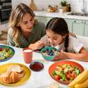 Wheat Straw Dinnerware Sets, Unbreakable Plates and Bowls Sets of 16, Kids Dinnerware Set Sevice for 4, Dishwasher & Microwave Safe Dish Set for Kitchen, Outdoor, Camping - Multi