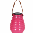 HD Designs Outdoors Solar Glass Lantern Pink 8In
