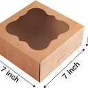 CHERRY 15-Pack 7"x7"x3"Brown Bakery Boxes with PVC Window for Pie and Cookies Boxes Medium Natural Kraft Paper Cardboard Box,Pack of 15