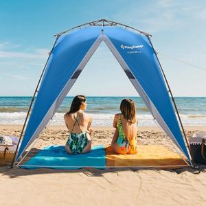 KingCamp Pop Up Canopy, Beach Tent for 6-8 Person 7.9' x 7.9' Outdoor Sun Shade with Detachable Sunshade for Camping, Beach, Garden & Backyard