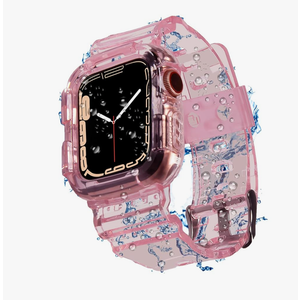 Blingbrione Clear Band Compatible Apple Watch Women 38mm 40mm 41mm 42mm 44mm 45mm 46mm Men,Transparent Jelly Soprt Strap with Cover Case Protector for iWatch Series 10 9 8 7 6 5 4 3 2 1 SE Blue Pink White Fluorescent Green