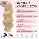Claw Clip Ponytail Extension,14 Inch Blonde Curly Wavy Ponytail Claw Clip in Hair Extension for Women Fluffy Natural Looking Synthetic Hairpiece for Daily Use(14 Inch,Blonde Mixed Bleach Blonde)
