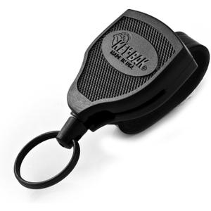 KEY-BAK SUPER48 Locking Retractable Keychain, Durable Polycarbonate Case, Leather Belt Loop, and Oversized Split Ring, Black KEY-BAK SUPER48 Locking Retractable Keychain, Durable Polycarbonate Case, Leather Belt Loop, and Oversized Split Ring, Black