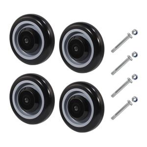 5" Shopping Cart Wheel Replacement Kit, Polyurethane Casters Set of 4, 3/8" Axle Diameter Wheels for Supermarket Grocery Retail Stores