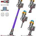 Cordless Vacuum Cleaner, 650W 55KPA 75Min Powerful Vacuum Cleaners for Home, Self-Standing Stick Vacuum Cordless Rechargeable/ Anti-Tangle/OLED Screen/1.8L Cup for Home Pet Hair/Carpet/Hardwood Floor