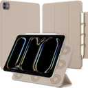 for iPad Pro 13 inch Case M5/M4 2025/2024 (A2925/A2926/A3007), Auto Sleep/Wake and Magnetic Closure, Slim Trifold Stand Case, PU Leather Cover, Support Apple Pencil Pro, Oat Coffee