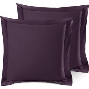 Nestl Soft Pillow Shams Set of 2 - Double Brushed Microfiber Pillow Covers - Hotel Style Premium Bed Pillow Cases, with 1.5 Decorative Flange, Euro 26"x26" - Eggplant