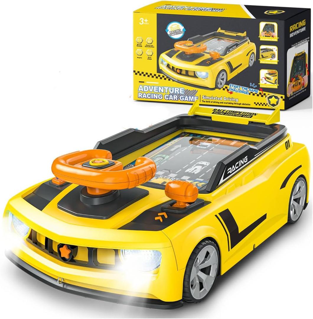 deAO Racing Adventure Car Steering Wheel Toy with Music and Light, Kids Simulation Driving Racing Car Game,Educational Birthday Gift for Boy Girl Toddler Age 3 4 5 6 7 8