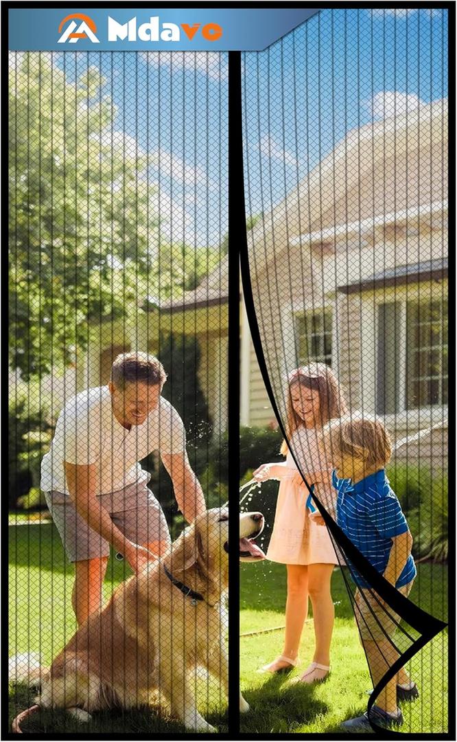Magnetic Screen Door, Heavy Duty Door Screen Magnetic Closure Keep Bugs Out,Pet & Kid FriendlyHands Free Door Screen Fit Door Size 36 x 96 Inches Black