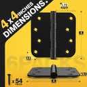 KOLET Ball Bearing Door Hinges, 4 x 4 Inches Black Door Hinges, Heavy Duty Stainless Steel Hinges, 5/8'' Radius Corner, Smooth and Quiet, Non Removable Pin, Matte Black, 6 Pack