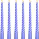6 Pack 10 Inch Mauve Purple Spiral Taper Candles for Celebrations and Religious Ceremonies, Unscented Dripless Twisted Candlesticks for Dinner Decorative Accents Relaxation and Meditation