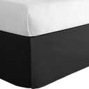 Luxury Hotel Tailored Bed Skirt, Box Pleats, 14 Inch Drop, Queen, Black