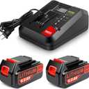 Labtec 2-Pack 6.0Ah 20V Lithium Battery LBX4020 Compatible with Black and Decker and 20V Battery Charger