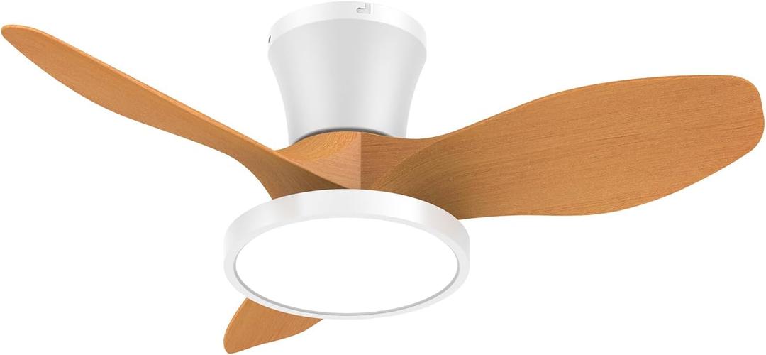 ocioc 32 Inch Small Oak Ceiling Fans with Lights and Remote Control