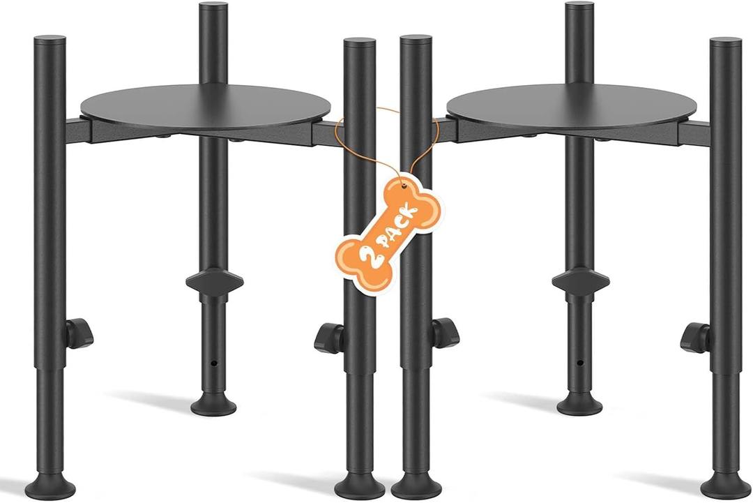 2 Pack Adjustable Dog Bowls Elevated Stand, 4 Heights, Wide 6-10",Oppro Metal Raised Tall Single Food Bowl Holder, Sturdy Lifted Water Feeder with Tray for Medium Large Small Breed,H:8/10/12/13.8