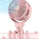 Stroller Fan, Rechargeable with TYPE-C Port, 4000mAh, 360 Rotatable, 3-Speed, Flexible Tripod, Clip Anywhere for Baby's Comfort - Durable and Easy to Clean (Pink)