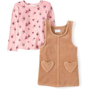 The Children's Place Baby Girl's and Toddler Long Sleeve Top and Skirtall Dress Set