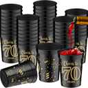 Cunhill 40 Pack 70th Birthday Cups Cheers to 70 Years Birthday Party Cups Gold and Black Plastic Stadium Cups for Decorations Party Favors Men Women Wedding Anniversary Supplies(70th, 8 oz)