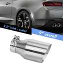 2.5 to 3.5 Inch Exhaust Tip 2.5"Inlet to 3.5"Outlet Exhaust Tips 6.7" Length Muffler Tip 304 Stainless Steel Tailpipe Diesel Exhaust Tip Double Wall Polished Slant Cut Clamp On (Sliver)