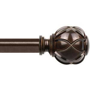 Curtain Rod 32 to 58 Inch, HOTOZON Heavy Duty Curtain Rods for Windows, Telescoping Single Drapery Rod with Netted Texture Finials, Antique Bronze (32-58")