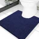 Smiry Luxury Chenille Toilet Rugs U-Shaped 20x20, Soft Absorbent Non-Slip Contour Bathroom Rugs for Toilet, Machine Washable Contoured Bath Mats, Navy Blue